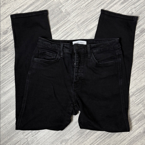 Flying Monkey Black Denim Cropped Pants Size 29 - Picture 1 of 5